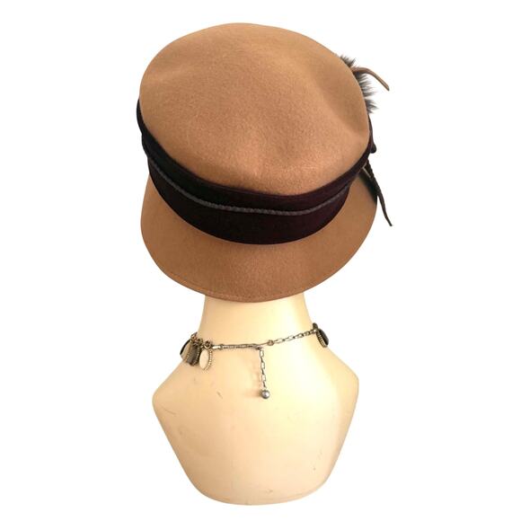 Vintage Galliano Sorbatti Italian Wool Cloche Hat with Velvet & Fur Detail ITALY main image 5